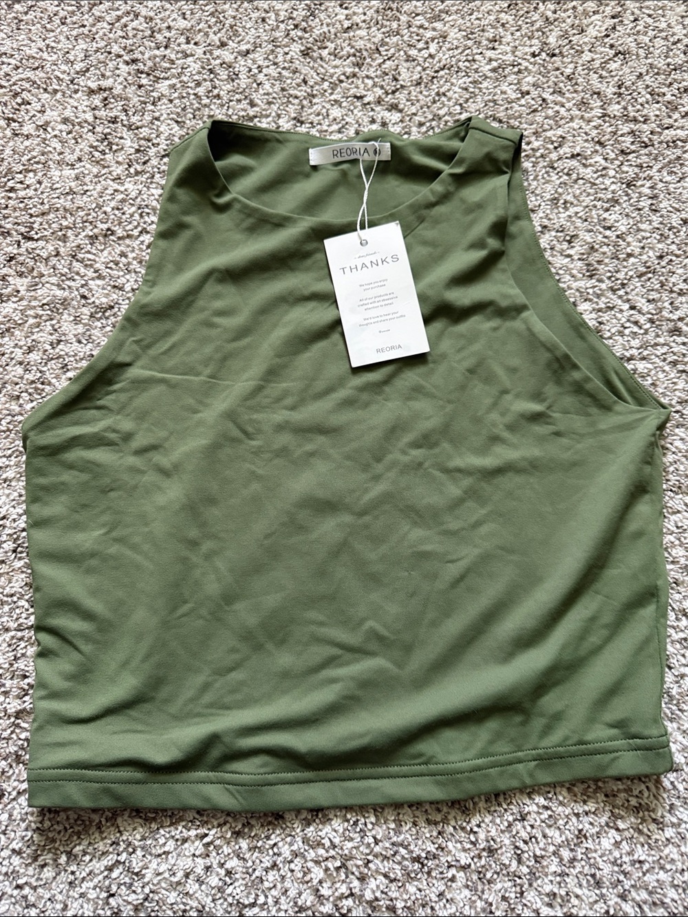 ReoRia Olive Green High Neck Tank Top